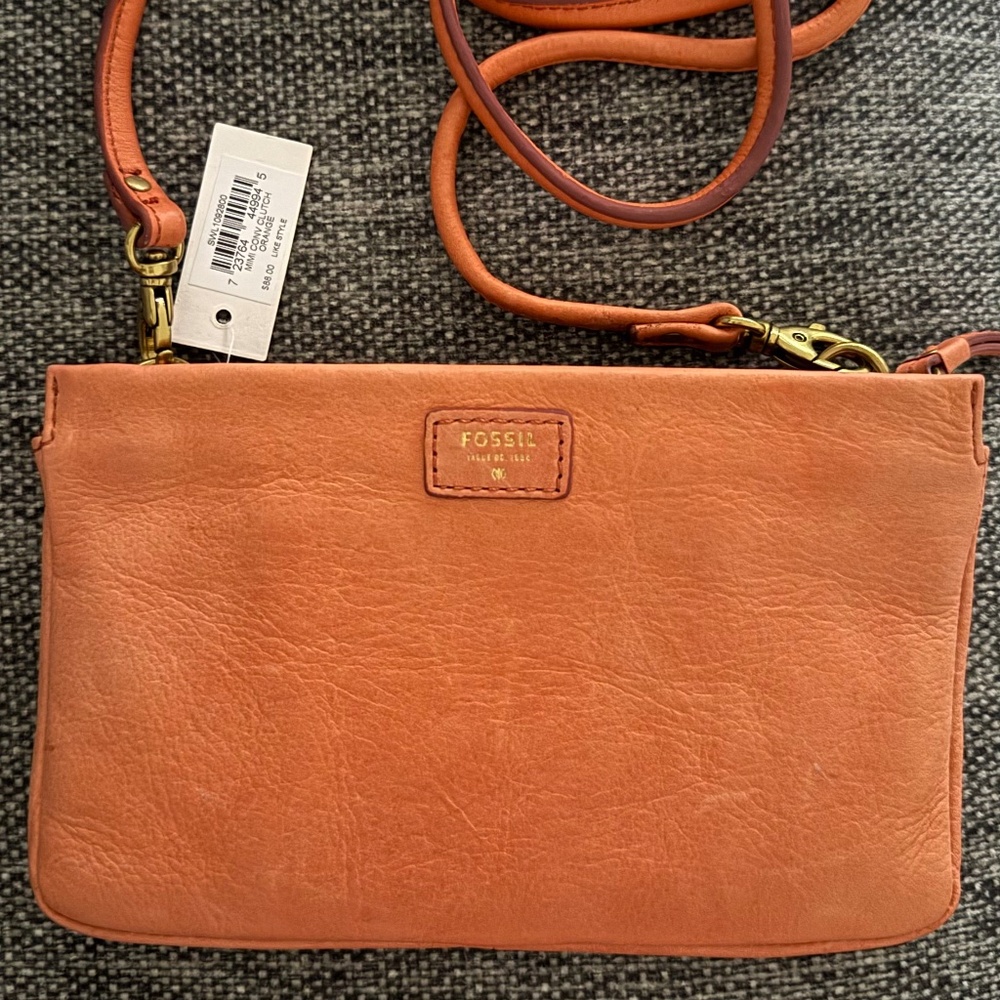 Fossil brand new convertible clutch orange